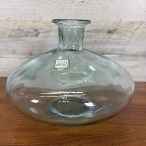 SAN MIGUEL Globe Vase Recycled Glass Handmade in Spain Blue Handblown Glass